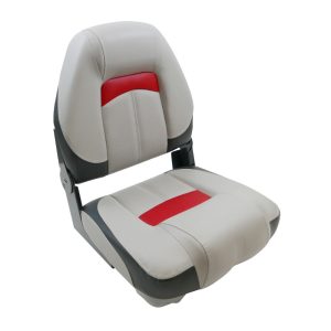 Premium High Back Qualifier Boat Seat - Grey/Charcoal/Red Style main