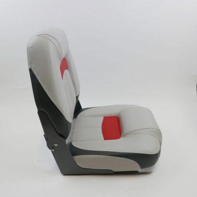Premium High Back Qualifier Boat Seat - Grey/Charcoal/Red Style side
