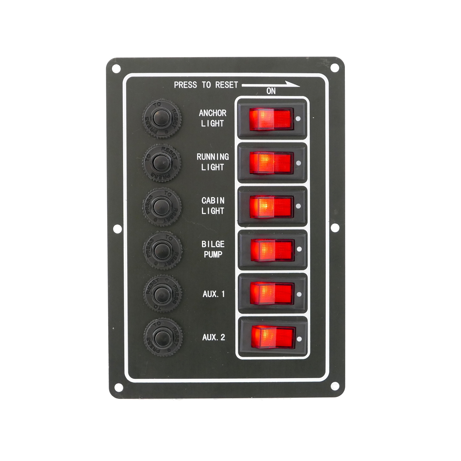 Switch Panel with Push to Reset Fuse and Rocker Switch 6 ... light switch wiring diagram boat 