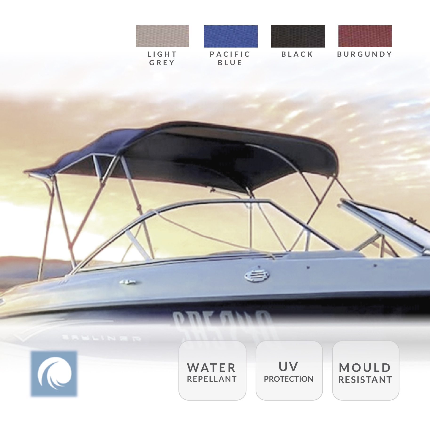 Premium Boat Bimini Top Canopy 120cm Select Colour & Size. 210cm Wide 3 Bow
