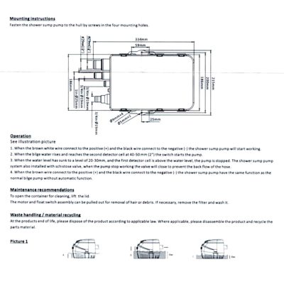 750GPH Shower Sump and Pump instructions